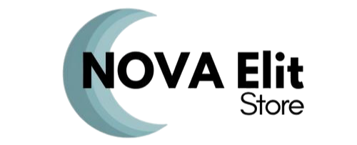 un logo simple, elegante y minimalista que muestra una media luna con las palabras "nova lit"